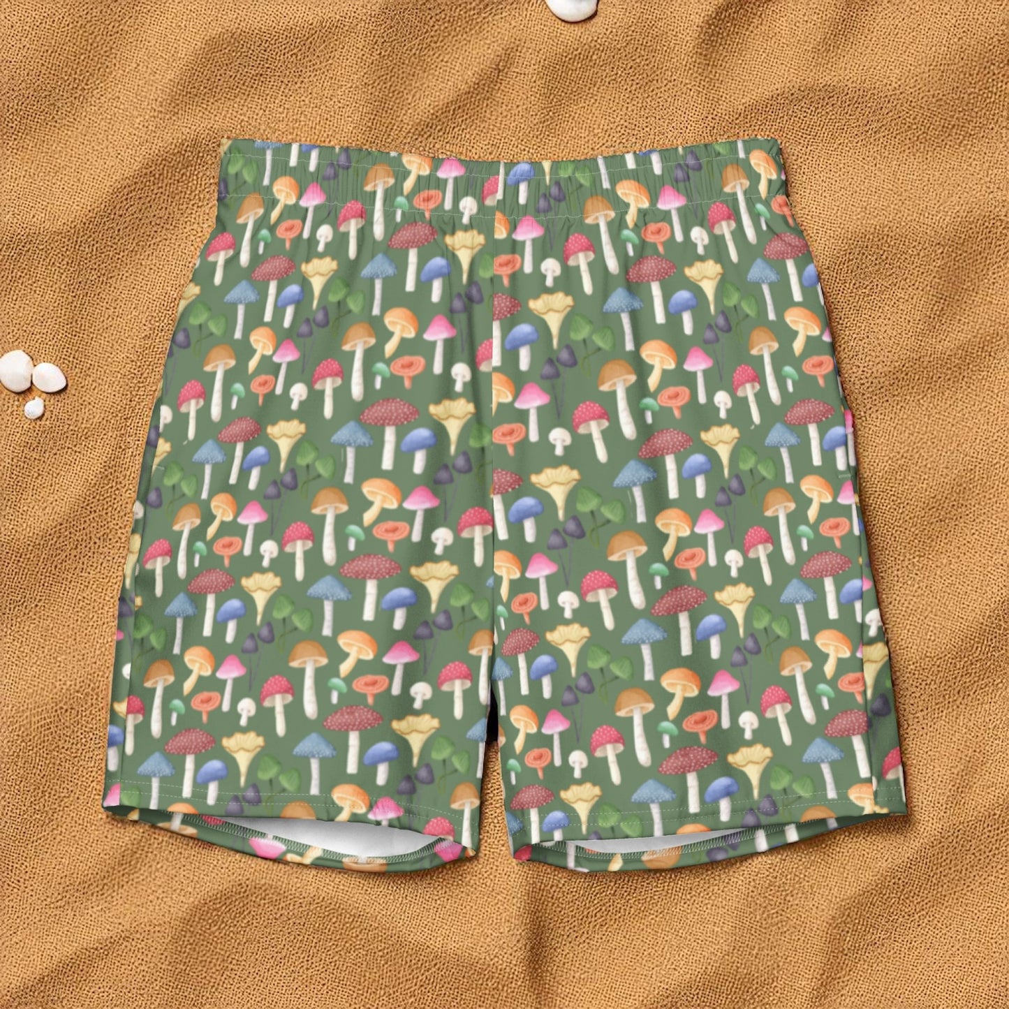 Swim Trunk Green Mushroom Grove on sand