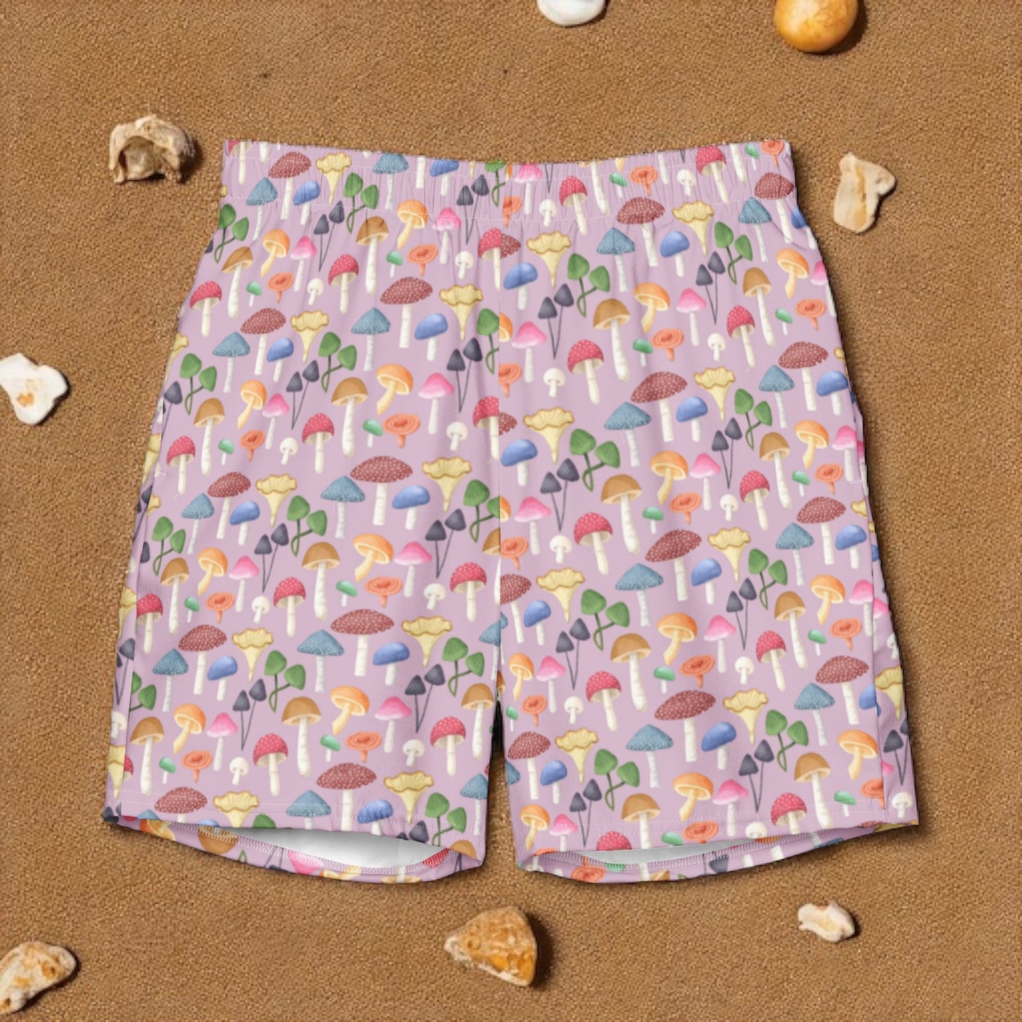 Swim Trunk Pink Mushroom Grove on sand