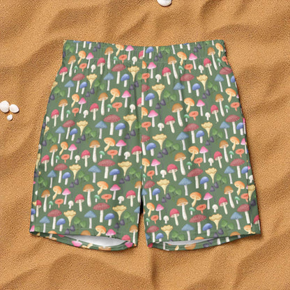 Swim Trunk Green Mushroom Grove on sand