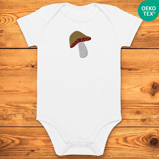 Porcini Mushroom - Organic cotton baby bodysuit